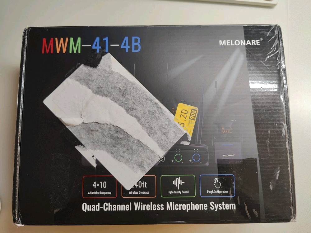 4-Channel Wireless Microphone System, UHF Compact Cordless Mic Set MWM-41-4B