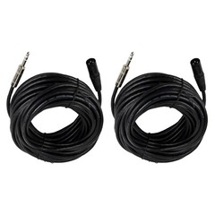 2Pcs 3 Pin 50ft XLR Male DJ Cable to 1/4″ 6.35mm Stereo Plug Shielded Mic Cables