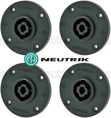 4 Pack Genuine Neutrik NL4MPRXX 4-Pole SpeakOn Round Twist Lock, 3/16″ Flat Tabs