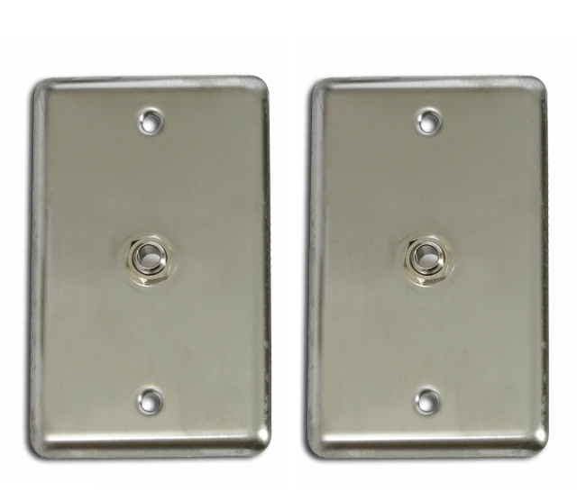 2 OSP Stainless Steel Duplex Audio Wall Plate w/1 Female 1/4″ Jack