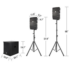 PRORECK CLUB 3500 PA Line Array Speakers System 15“ 3000W Powered DJ Subwoofer