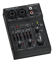 Rockville RockMix 2BT 2 Channel USB Interface Mixer, 2-way Bluetooth For Podcast