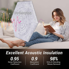 12 Pack Hexagon Acoustic Panels, 12″X 10″X 0.4″ Self-Adhesive Sound Proof