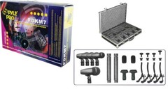 Pyle 7 Microphone Pro PDKM7 Wired Drum Kit Toms Snare Bass Mics w/ Mounts & Case