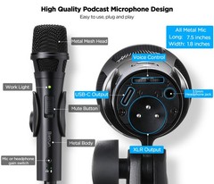 Xlr Usb Dynamic Microphone for Singing Recording, Metal Dynamic Studio Singin…