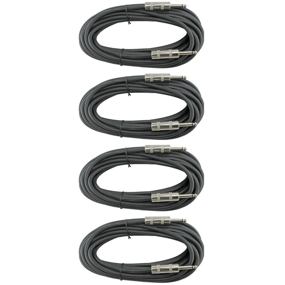 4 pack LOT 50′ ft foot 16 gauge pro audio PA DJ 1/4 amp to speaker cables cord