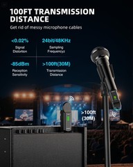 LEKATO MW-20 Wireless Microphone Transmitter Receiver 2.4GHz 48V Phantom Power
