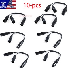 10P XLR Female Plug to Dual 2 Male Y Splitter Mic DJ Cable Adaptor 16 AWG 3-Pin