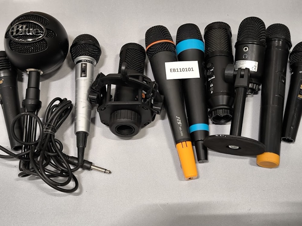 Lot of 10 Assorted Microphones – Various Brands & Models, Used