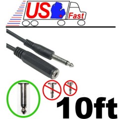 10ft Mono 1/4″ Male~Female Extension Guitar/Amp/PA/Mic Cable/Cord/Wire,6.35mm