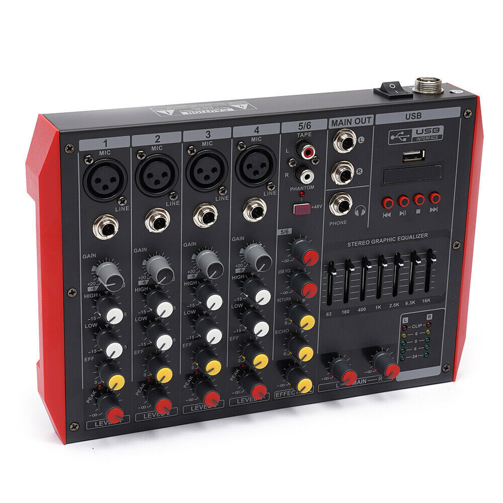 6/12-Channel KTV Stage bluetooth Live Studio Audio Mixer Power Mixing Amplifier