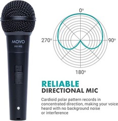 Movo HV-M5 Dynamic Cardioid Vocal Microphone for Stage, Singing and Recording