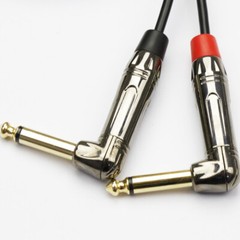 TRS 1/4 Male to Dual TS 1/4 Male Right Angle Stereo Breakout Splitter Y Cable