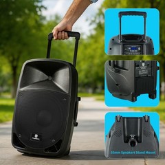 PRORECK 15″ Rechargeable PA System 800W Church School Outdoor Sports Event Box