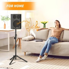 Small Speaker Stands 2 Pack, 24-50 Inch Height Adjustable Pack 2, Black