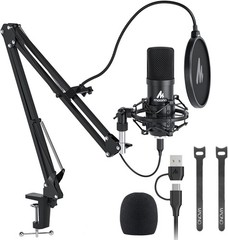 USB Microphone Kit 192kHz/24Bit Plug & Play Cardioid Mic for PC, Podcast, YouTub