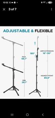 Adjustable Tripod Mic Stand with Carry Bag 2 Mic Clips & Adapter