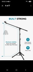 Adjustable Tripod Mic Stand with Carry Bag 2 Mic Clips & Adapter
