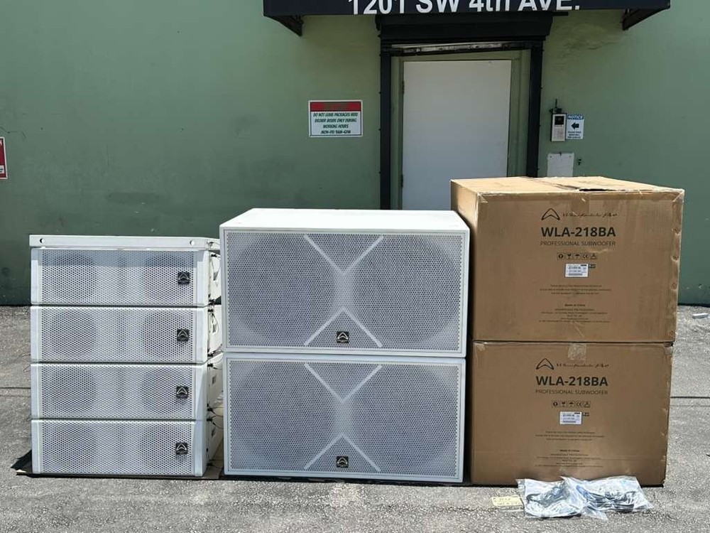 (4) Wharfedale Pro WLA-28A 8″ Line Array W/ (2) WLA-218BA SUB PKG #7018 (THS)