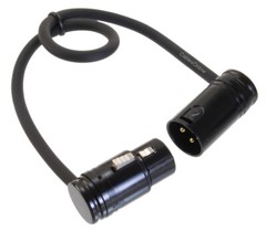 1ft Low-Profile Right-Angle 3-Pin XLR Male to Female Adjustable-Angle Cable