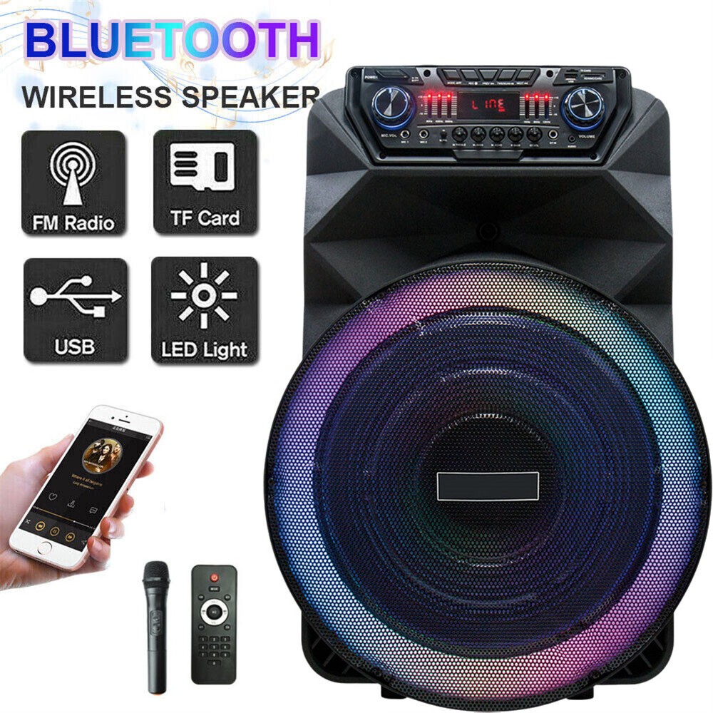 4500W Portable Bluetooth Party Speaker 18″ Subwoofer Heavy Bass Sound System DJ