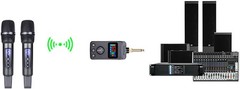 Rechargeable Dual Microphones with Receiver for Karaoke Singing Speech Church