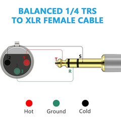 Balanced 1/4 TRS 6.5Mm Male to XLR Interconnect Cable Xlr(3-Pin) to 6.35Mm Audio