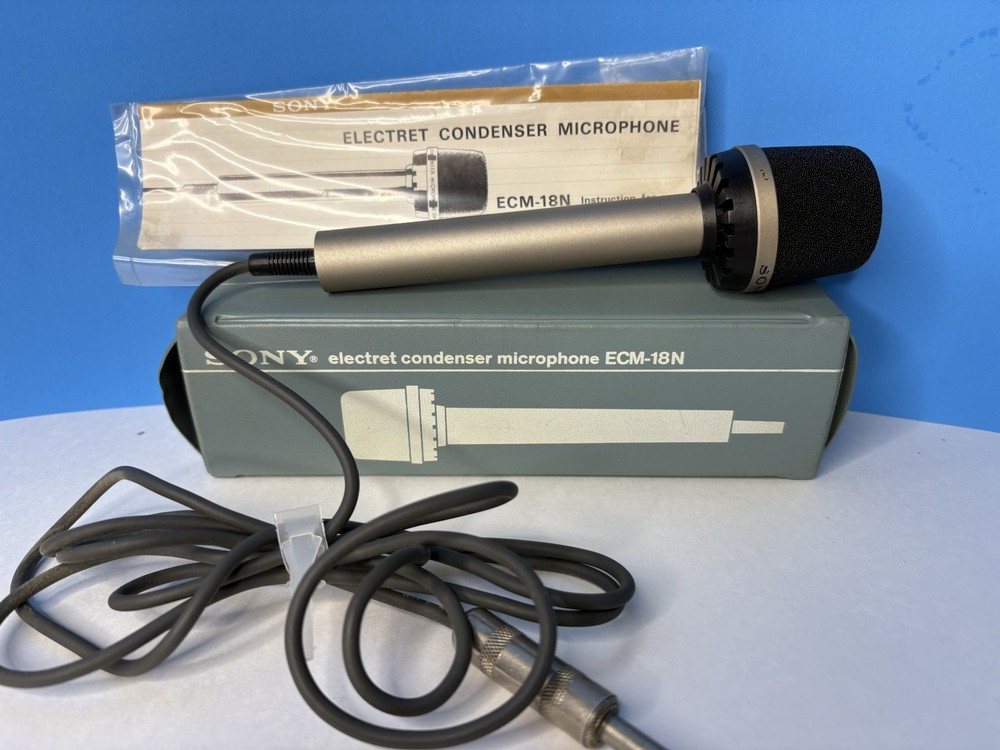 Sony ECM-18 N Electret Condenser Microphone in original box w/ paperwork Japan
