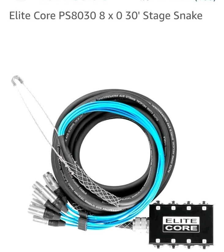 Elite Core PS8030 30′ 8-Channel Stage Box Snake with no Returns