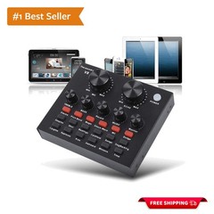 Black V8 USB Karaoke Mixer – 8 Channels for Music Recording & Live Performance