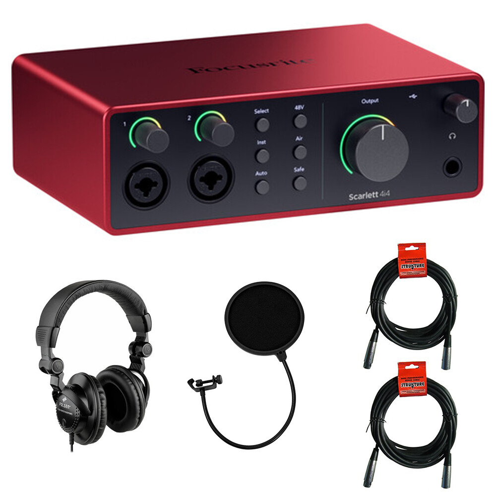 Focusrite Scarlett 4i4 USB-C Audio Interface w/ Headphone, Filter & 2x Cable KIT