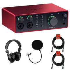 Focusrite Scarlett 4i4 USB-C Audio Interface w/ Headphone, Filter & 2x Cable KIT