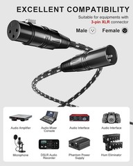 XLR Cables, 3ft 2 Pack Microphone Cable, XLR Male to Female Balanced Microphone