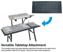 Rockville PKS44 2-Tier Keyboard/DJ Stand+Table Attachment+Gooseneck Mic Stand
