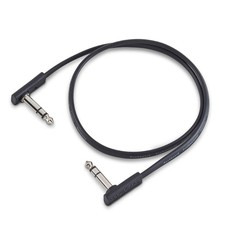 RockBoard Flat 1/4“ TRS Patch Cable, 2 Feet, Black, Right-Angle to Right-Angle