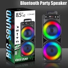 Dual 8.5“ Bluetooth Karaoke Party Speaker & Mic 1 Year Warranty NEW