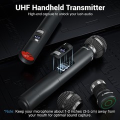 Phenyx Pro Wireless Microphone System, Dual Wireless Mics,w/ 2 Handhelds, Aut…