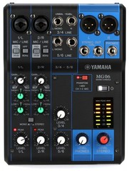 YAMAHA MG06 6-Channel Mixing Console 2 Mic 6 Line D-PRE Preamp Metal Chassis