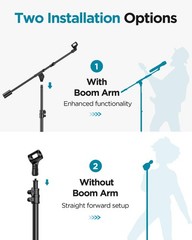 Mic Stand, Max Height 82.28″ Microphone Stand Floor Detachable Boom Mic Arm S…