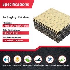 10mm Closed Cell Foam Sound Deadening Mat – 18sqft Heat Insulation for Vehicles