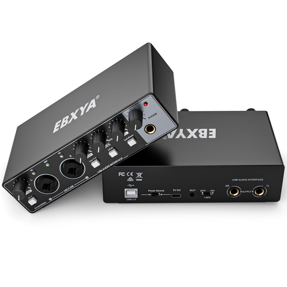 2i2 Audio Interface for Recording Music, 24-bit/192kHz Plug and Play USB Inte…