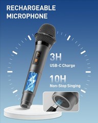 Karaoke Machine with 2 Wireless Rechargeable Microphones: Portable Bluetooth …