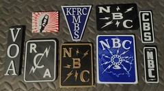 Reproduction Vintage NBC Nation Microphone Stand Flag Decor Memorabilia USA 5in
