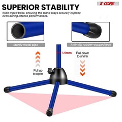 5 Core Microphone Stand Floor Height Adjustable w Extending Telescoping Boom Arm