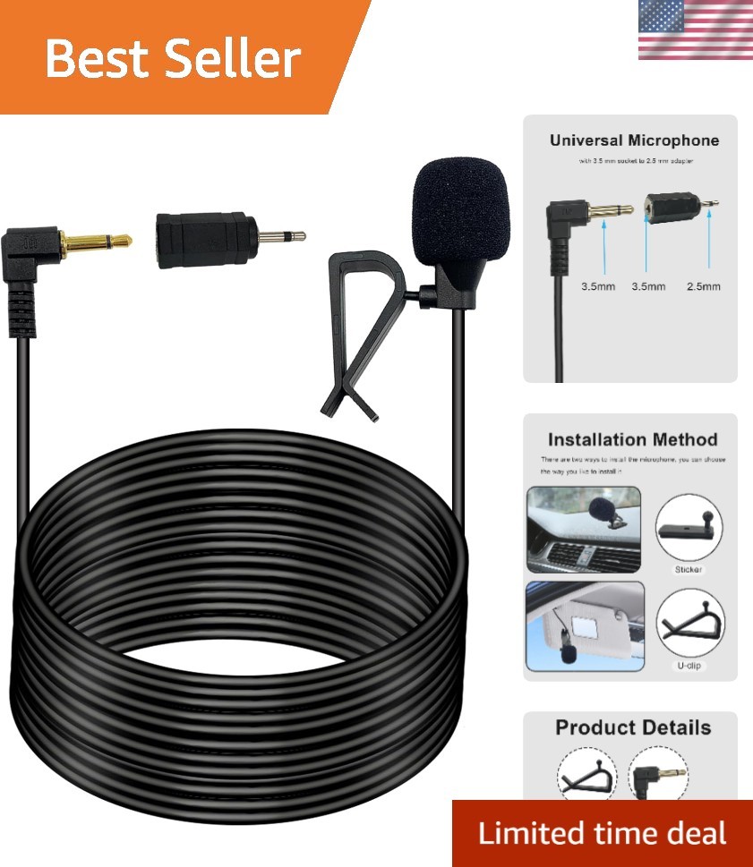 Hands-Free Car Microphone with Noise Reduction – 16.4FT Cable for All Vehicles