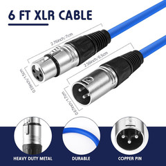10 Pack 6 Ft XLR Cables 3 Pins Balanced Rainbow Microphone Mic Cable Male to Fem