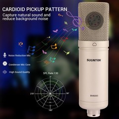 SUUNTOK Condenser Microphone XLR, Large Diaphgram Professional Recording Card…