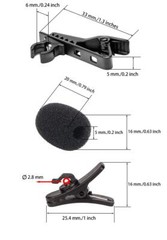 6x Lapel Mic Windscreen Foam Covers w/ 6 Metal Tie Clips & 6 Plastic Wire Clips