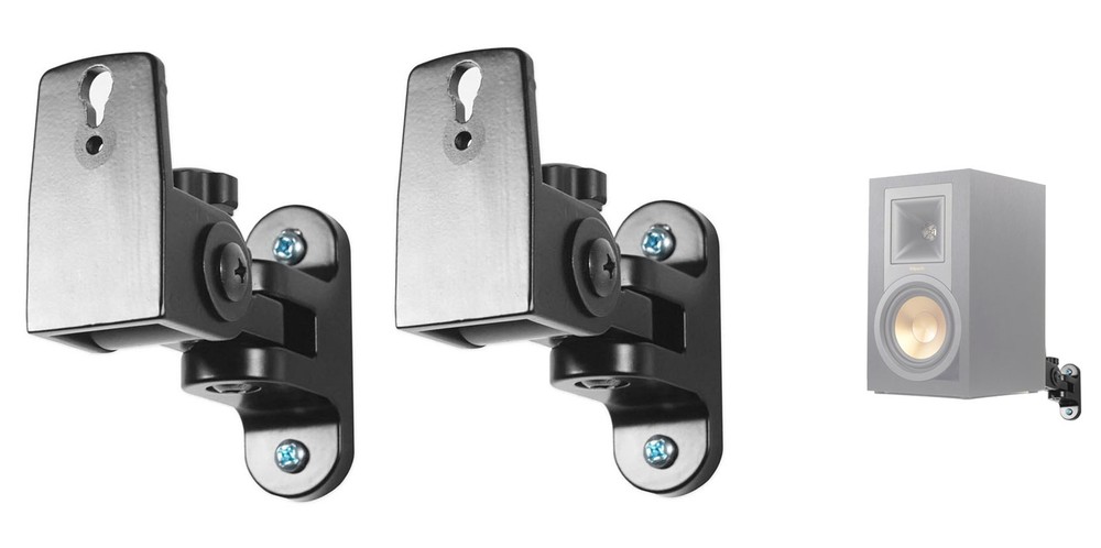 Pair Hidden Wall Mount Swivel Brackets For Klipsch R-15PM Bookshelf Speakers