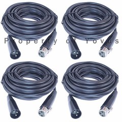 4pack 25ft foot 3 pin XLR male to female shielded balanced powered speaker cable